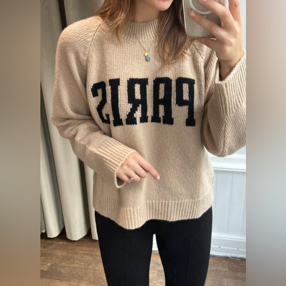 ANINE BING Kendrick Wool/Cashmere Blend University Paris Sweater in Light Camel - Picture 14 of 16